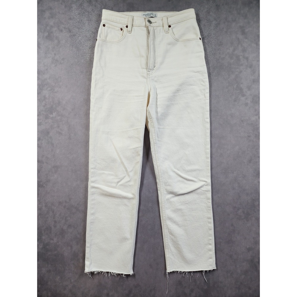 Abercrombie & Fitch Jeans Womens 27/4 Cream Curve Love Ultra High Ankle Straight